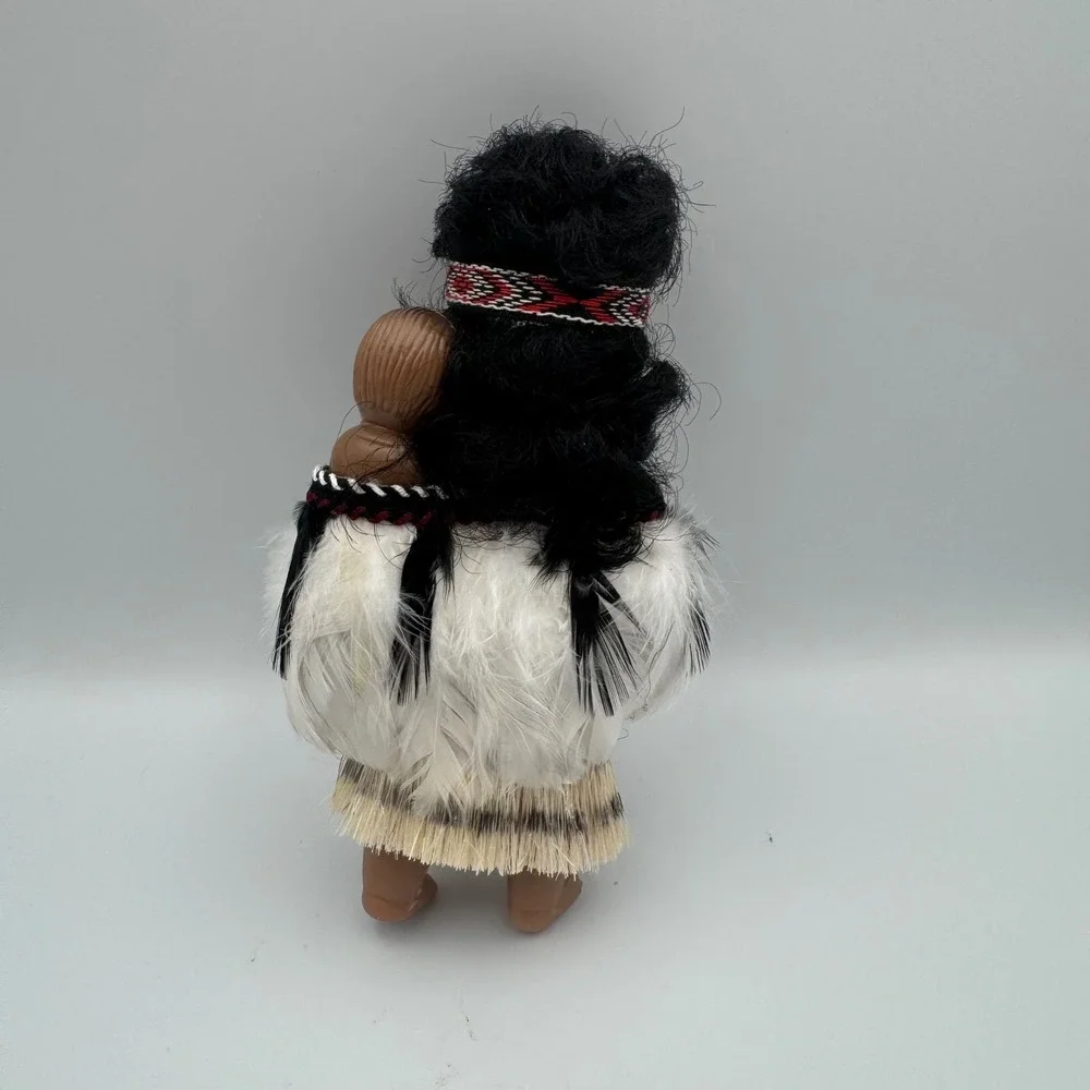 Maori Mother and‎ Baby Doll Traditional Attire Feather Skirt Headband